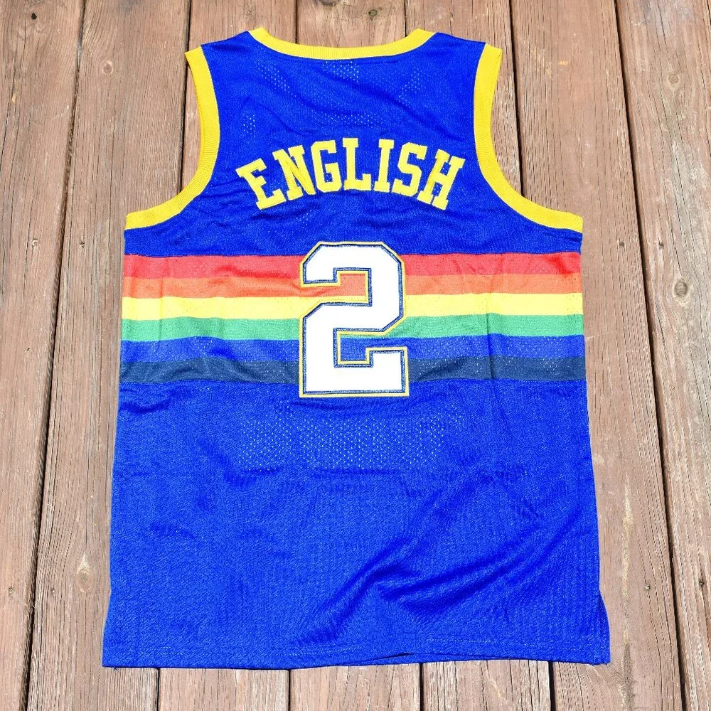 New! Alex English Denver Nuggets Blue Basketball Jersey Adult Men's XL